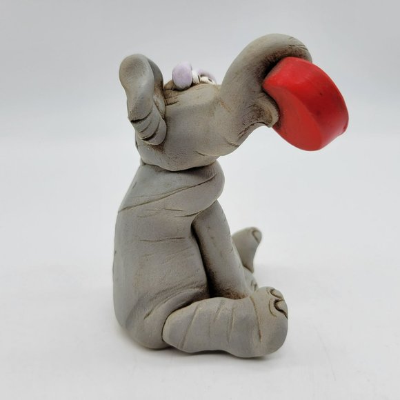 Cute Elephant "Let's Eat" Hungry Meal Time Figurine Artist Signed Modeled Clay - Picture 4 of 8